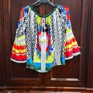 Alberto Makali boho lace bell sleeve top